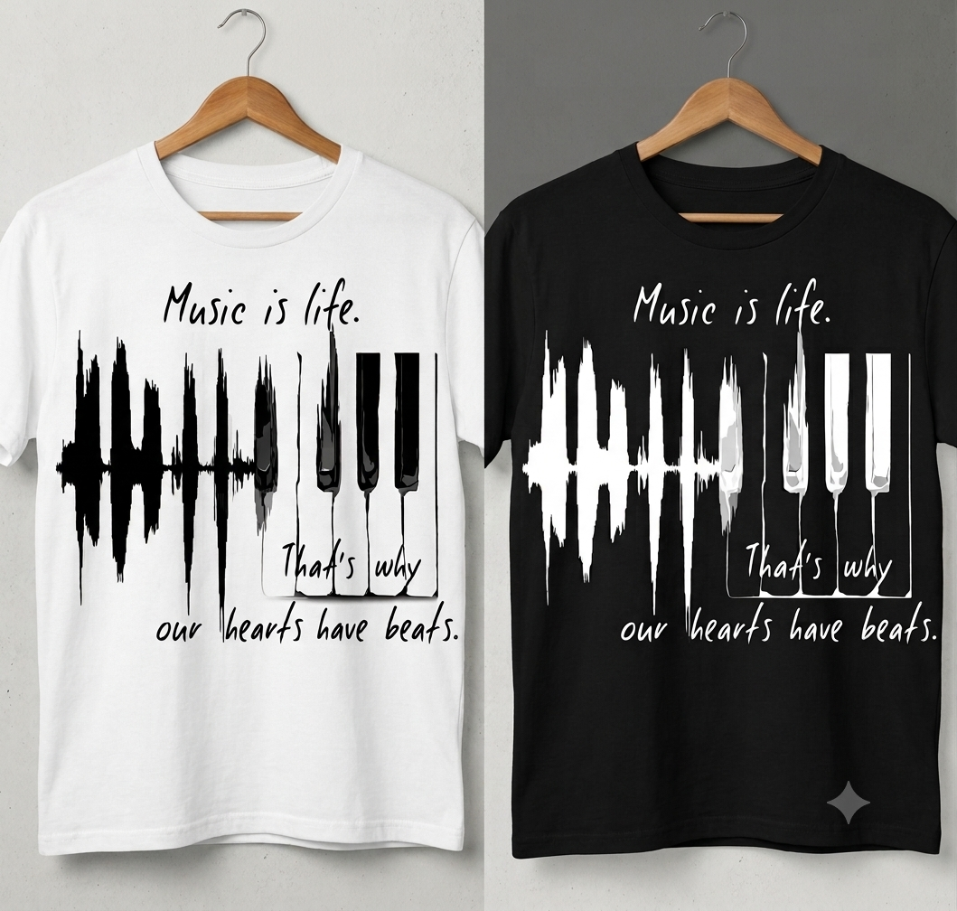 Music is Life That's Why Our Hearts Have Beats T-Shirt
